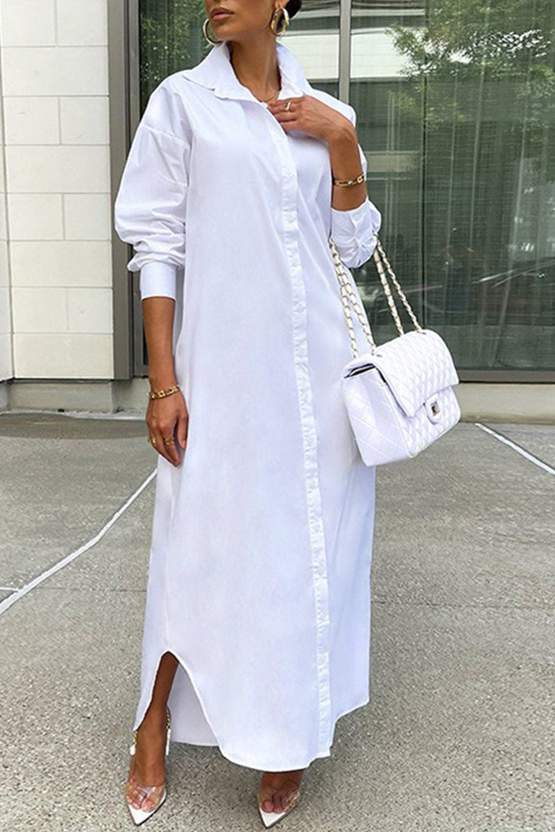 Color Single-breasted Long Blouse