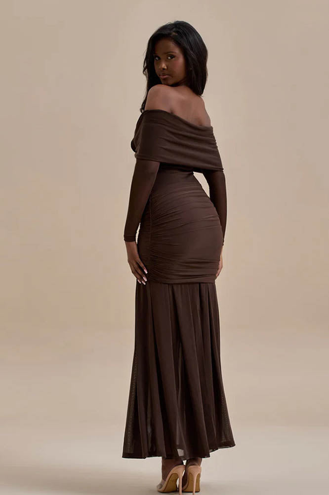 Off-shoulder 3d Bodycon Maxi Dress