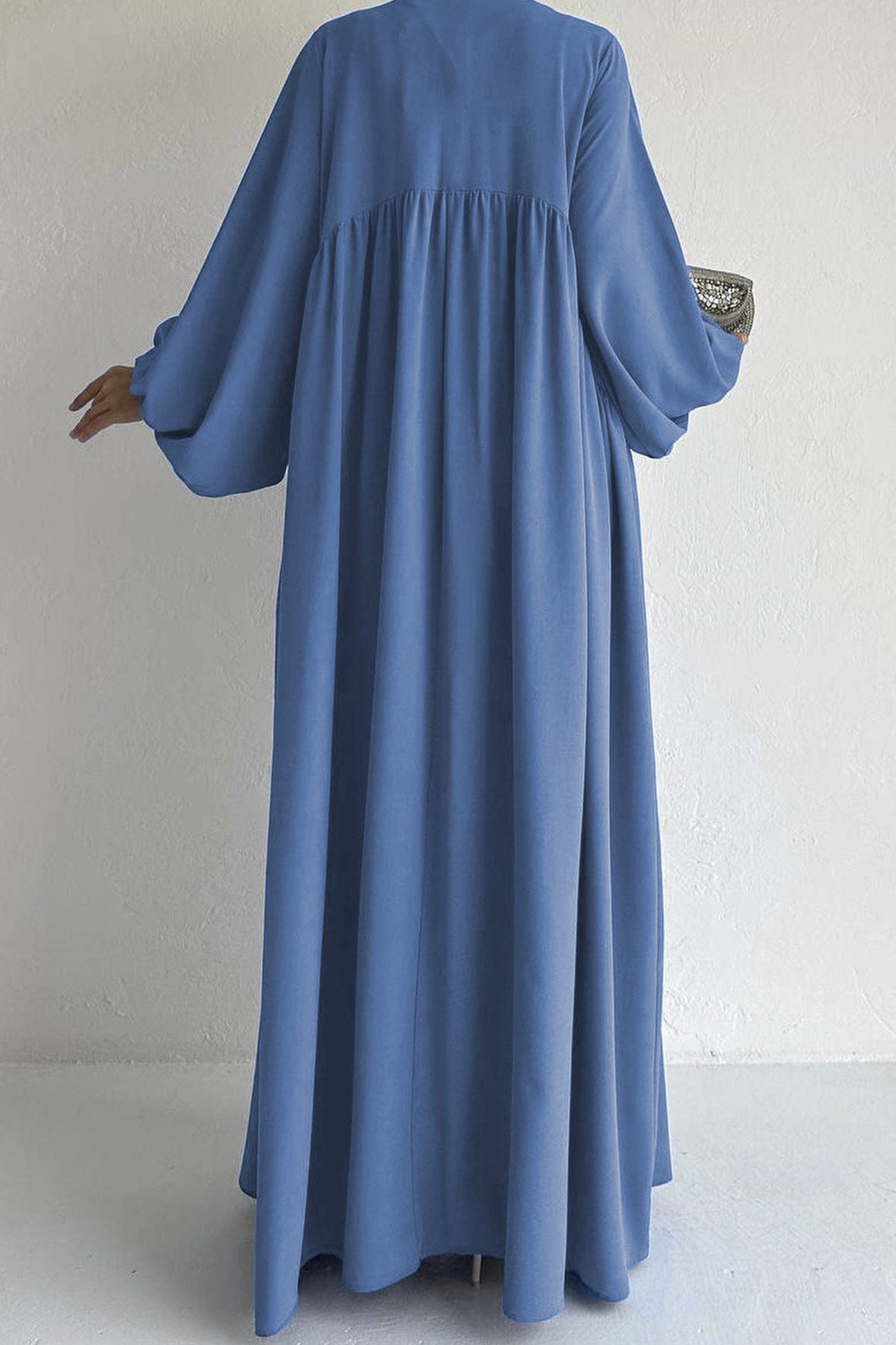 Puff Sleeve Color Maxi Dress