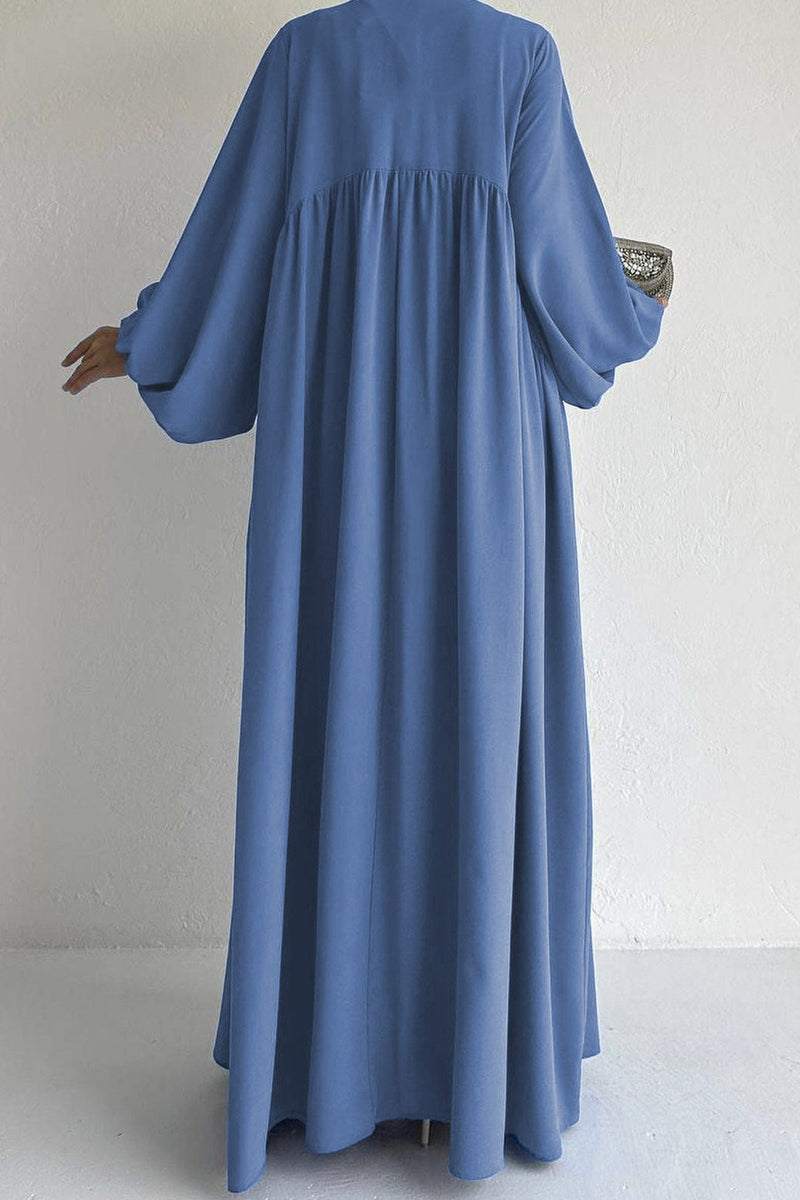 Puff Sleeve Color Maxi Dress