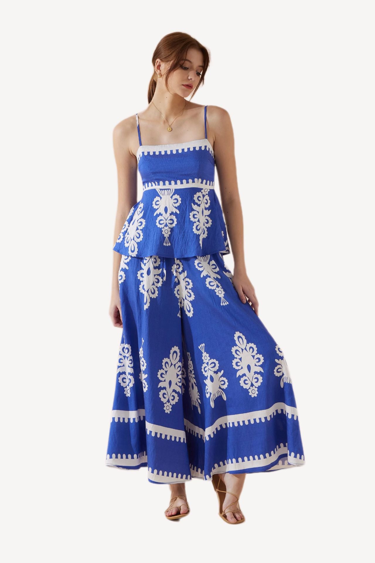Pankh Hadley Fitted Printed Cami Top and Pant Two-piece Set