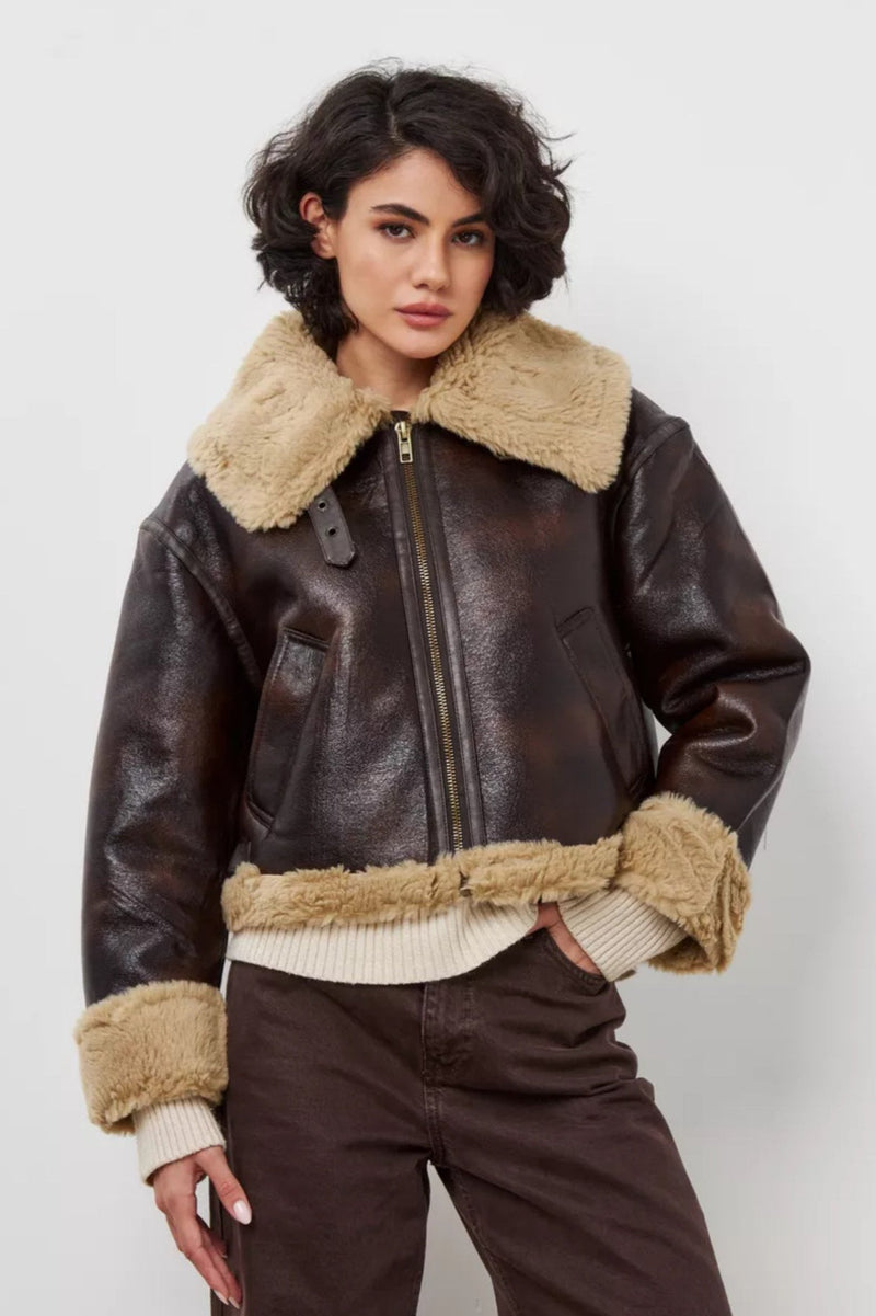 Faux Fur Collared Short Coat