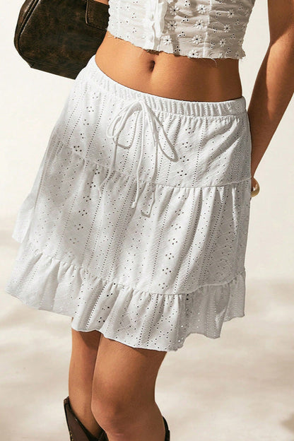 Color Water-soluble Jacquard Mini Skirt