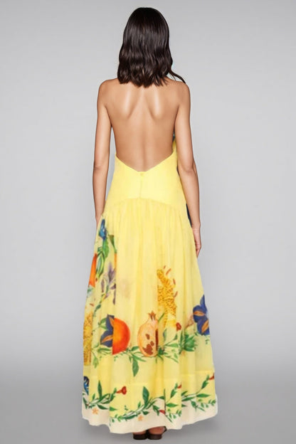 Hunte Yellow Backless Maxi Dress