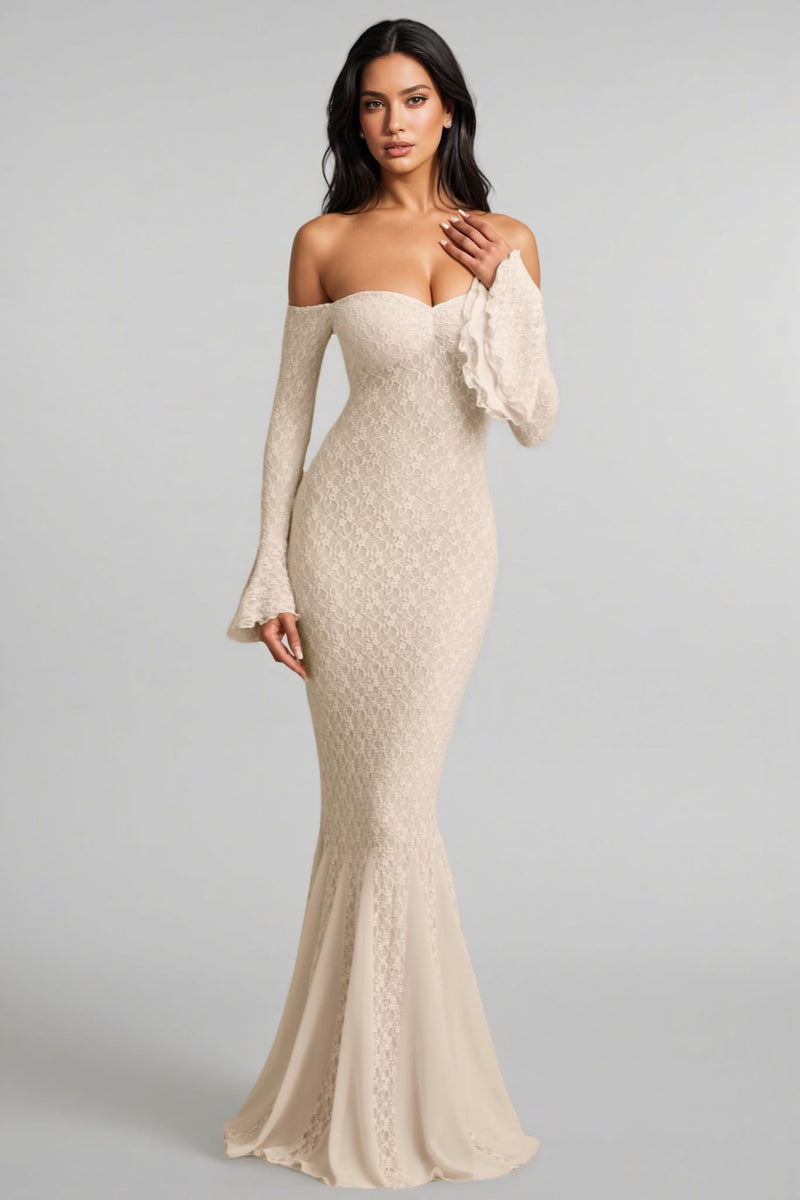 Kaeln Off-shoulder Ruffle Lace Maxi Dress