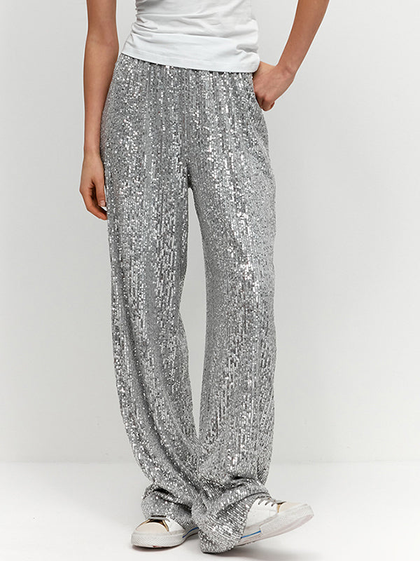 Sliver Sequin Wide Leg Pants