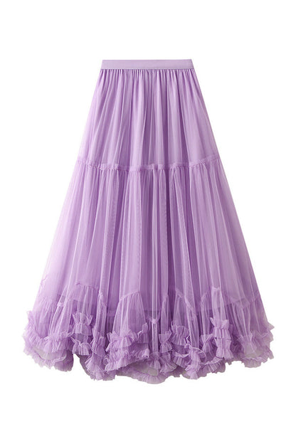 Sweet Fungus Lace A-line Tutu Skirt With Large Hem
