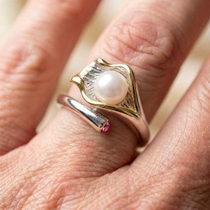 Vintage Gold & Silver Pearl Ring