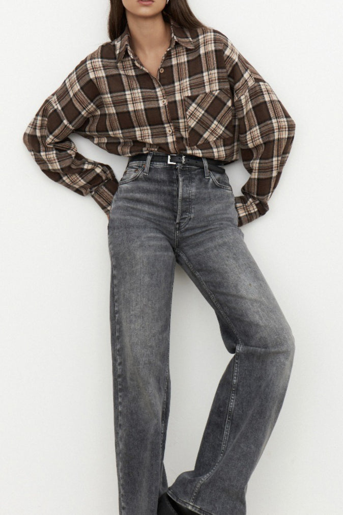 Plaid Relaxed Fit Blouse