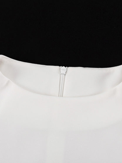 Bodycon Long Sleeves Color Split-joint Zipper Round-neck Mini Dresses
