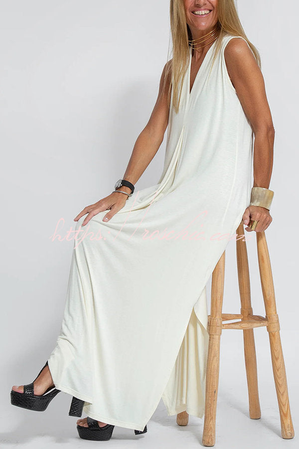 Is Eternal Knit Color Sleeveless Slit Maxi Dress
