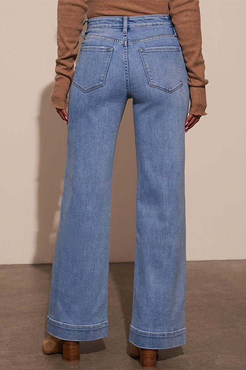 Moxidress Straight Wide Leg Denim Pants