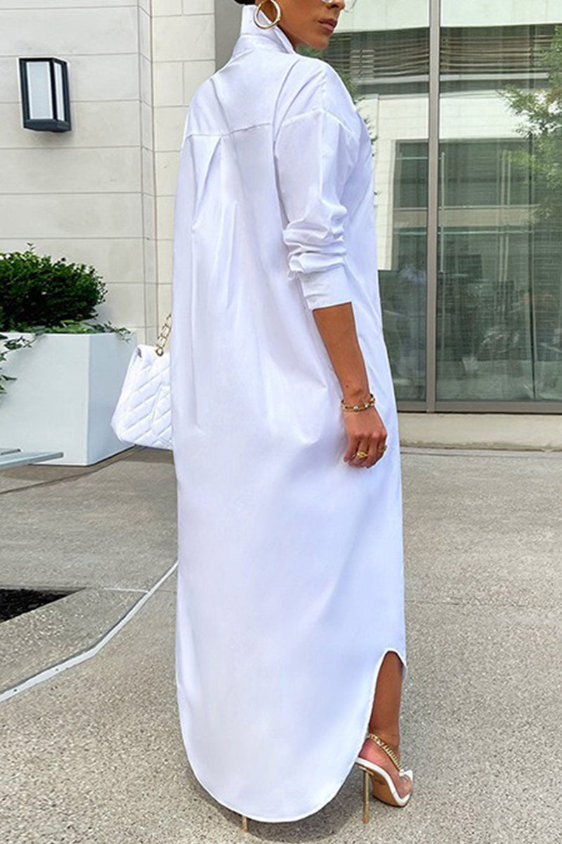 Color Single-breasted Long Blouse