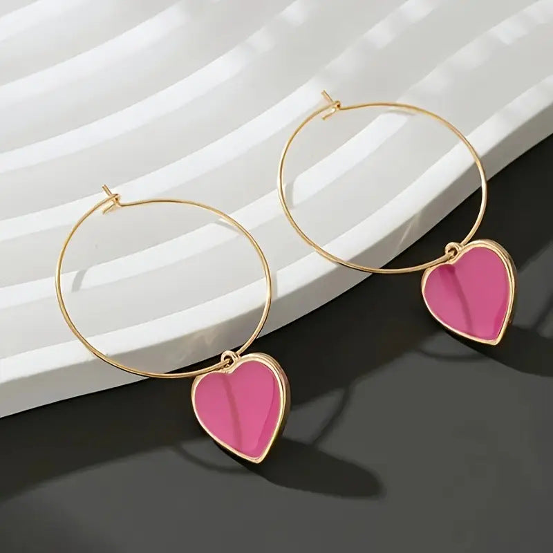 Romantic Pink Heart Earrings