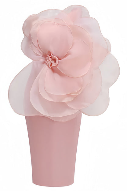 Alaya Slant Shoulder 3d Midi Dress-pink