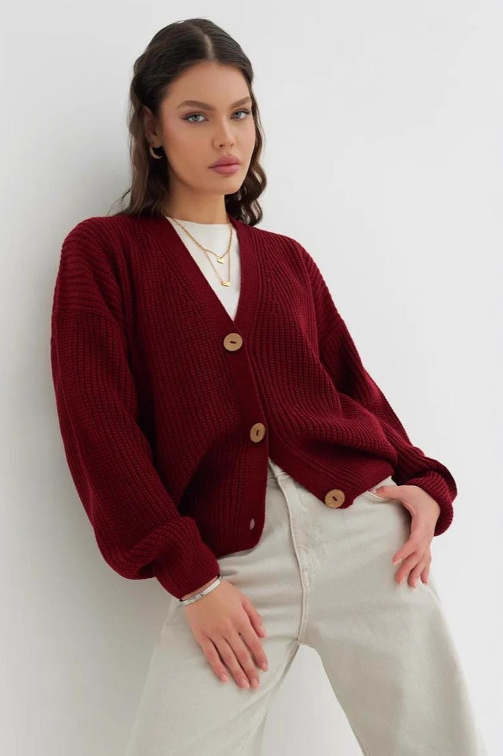 Relaxed Fit Color Cardigan
