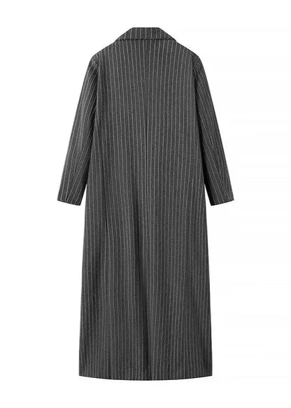 Pinstripe Long Woolen Coat - and Minimalist