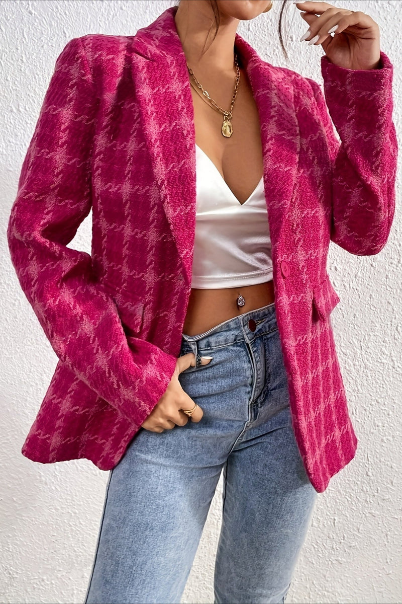 Red Plaid Blazer Coat