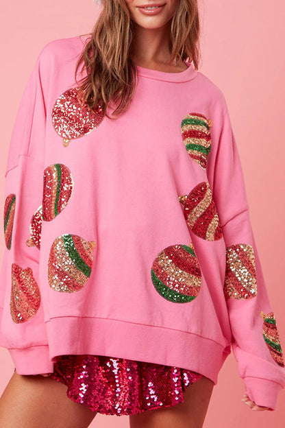 Christmas Egg Sequined Long Sleeve Sweatshirt