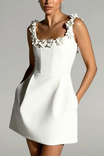 Moxidress Strappy Neckline Sleeveless Mini Dress