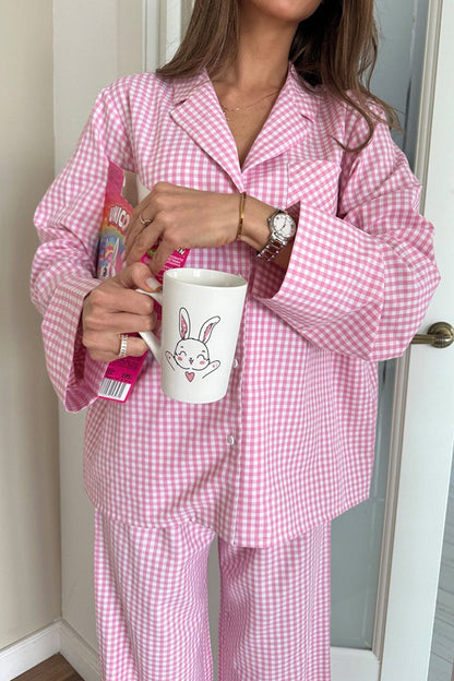 Plaid Blouse Cotton Two-piece Outfit