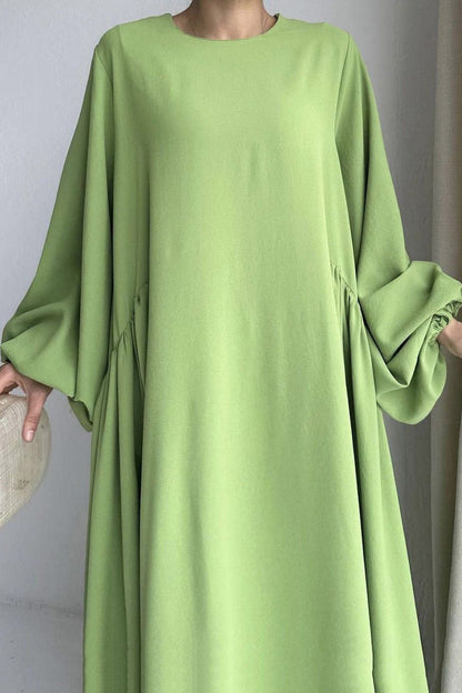 Puff Sleeve Color Maxi Dress