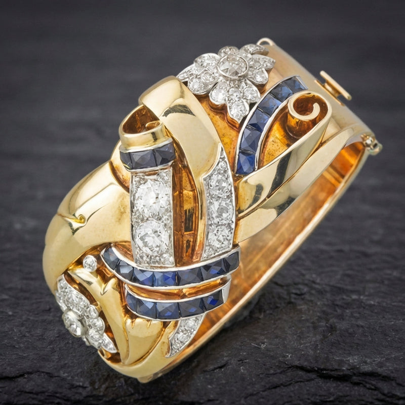 Vintage Gold Blue Zirconia Ring
