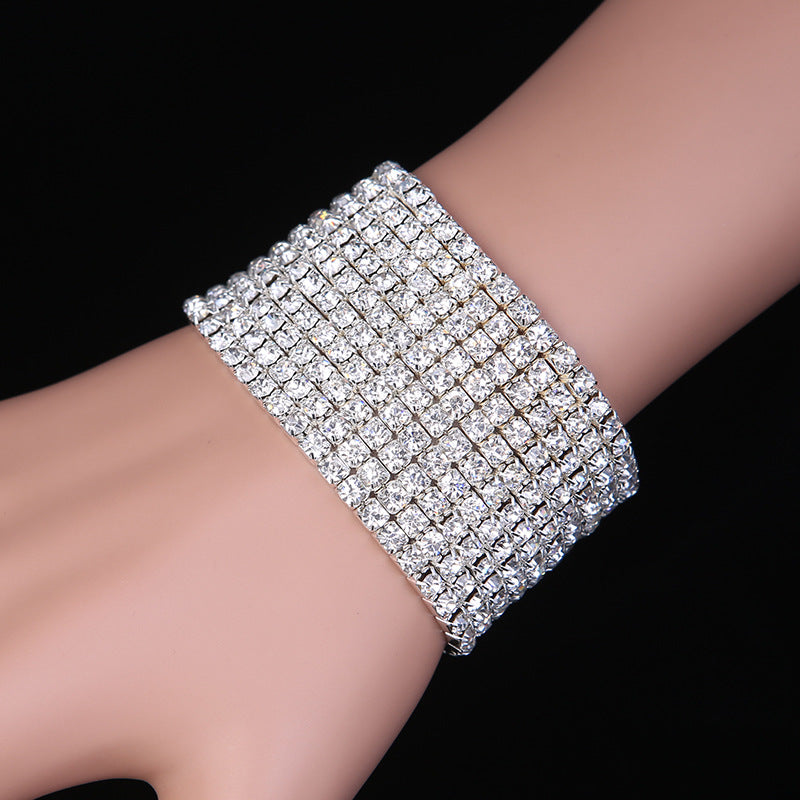 Vintage Silver Crystal Wide Cuff