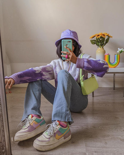 Doll | Purple Flame Cream Knit Sweater