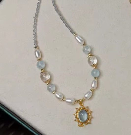 Blue Stone Zircon Freshwater Pearl