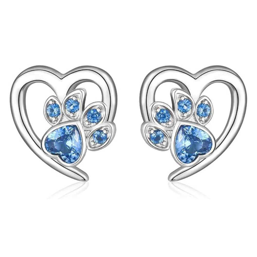 Paw and Heart Earrings With Zirconiaconia