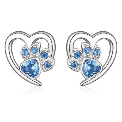 Paw and Heart Earrings With Zirconiaconia