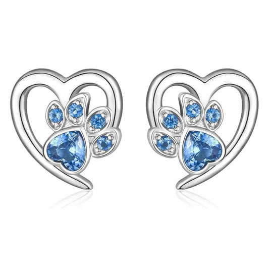 Paw and Heart Earrings With Zirconiaconia