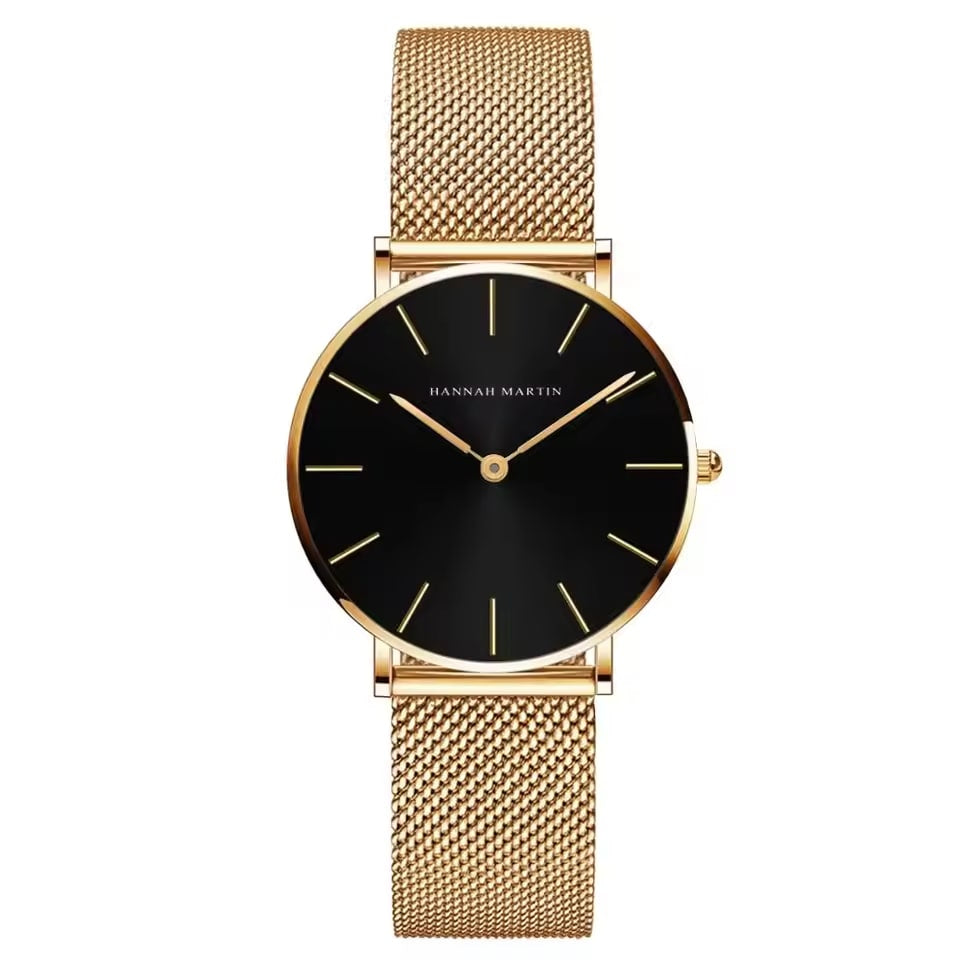 Luxurious Rose Gold Quartz Timepiece Alongside Bracelet