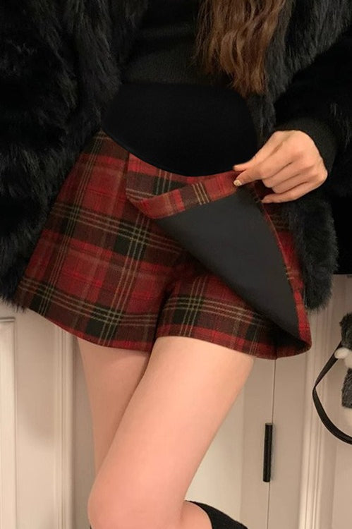 Red Plaid A-line Skirt