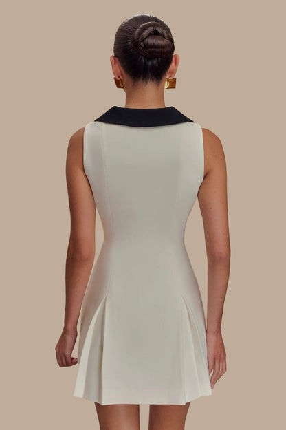 Lapel Sleeveless Belted Midi Dress