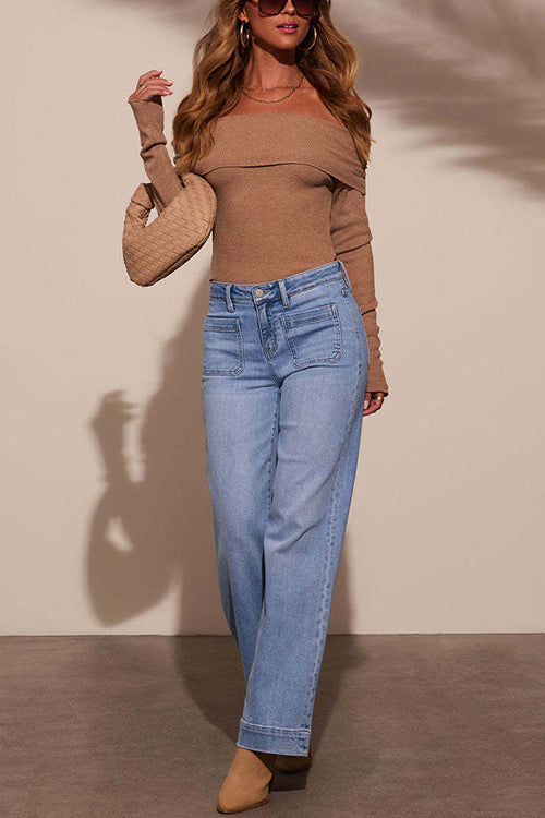 Moxidress Straight Wide Leg Denim Pants