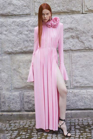 Cut-out Deep V Halter 3d Maxi Dress