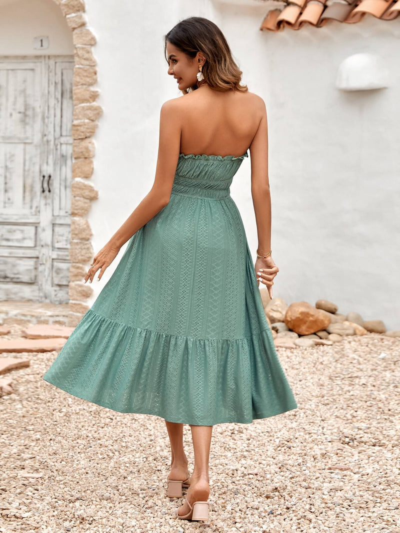 The New You Strapless Lace Midi Dress - Sage