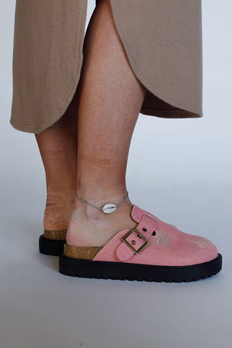 Distressed Denim Closed-toe Slip-on Flat