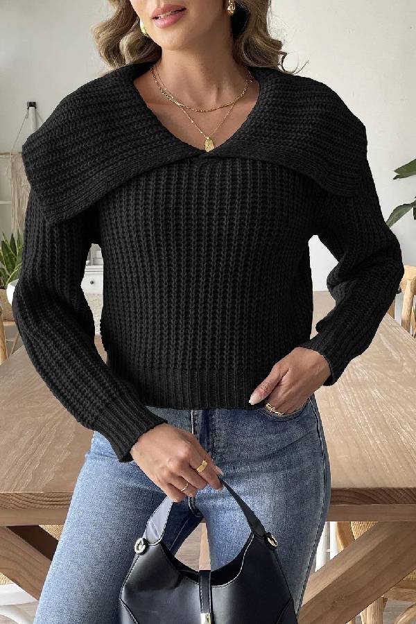New Trend Design Lapel Sweater
