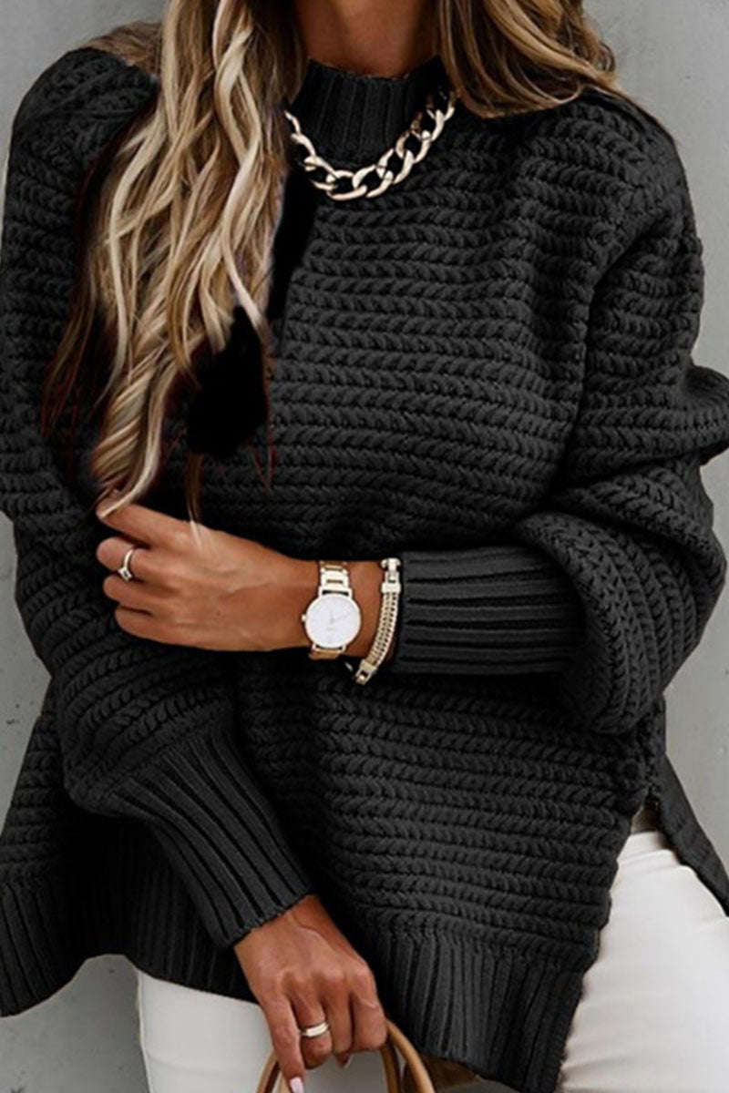 Street Slit O Neck Sweaters(3 Colors)
