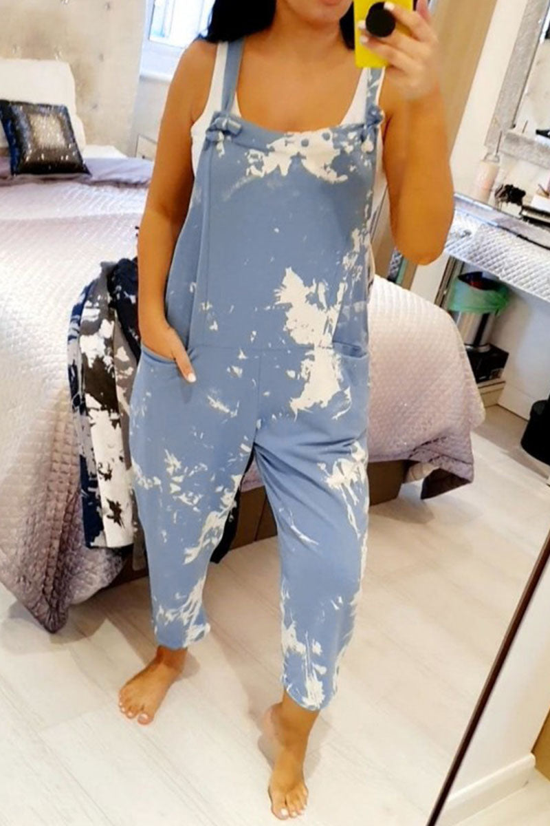 Tie Dye Spaghetti Strap Loose Jumpsuits