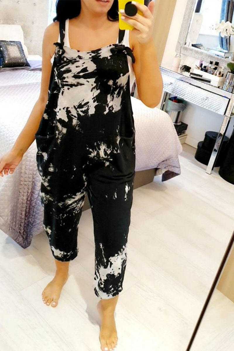 Tie Dye Spaghetti Strap Loose Jumpsuits
