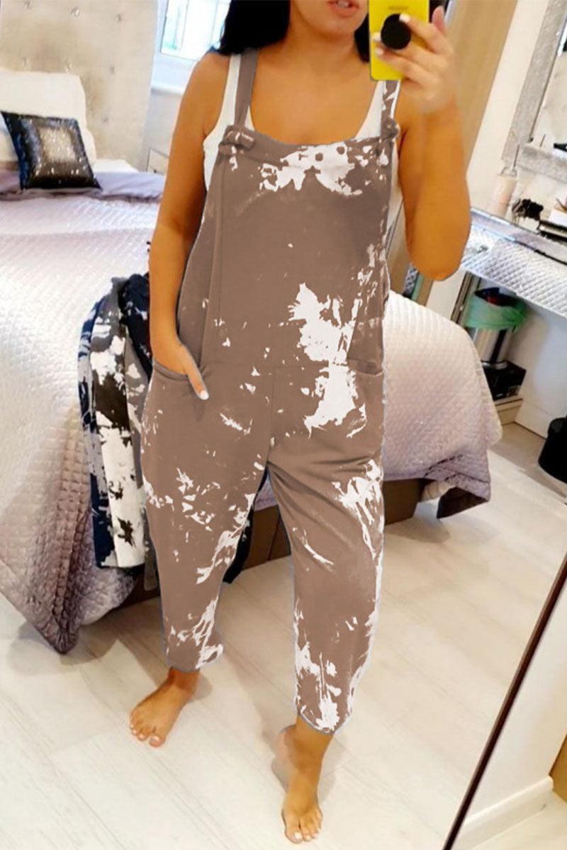 Tie Dye Spaghetti Strap Loose Jumpsuits