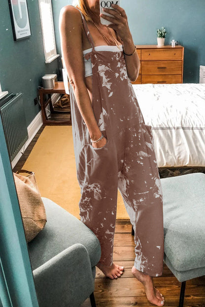 Tie Dye Spaghetti Strap Loose Jumpsuits