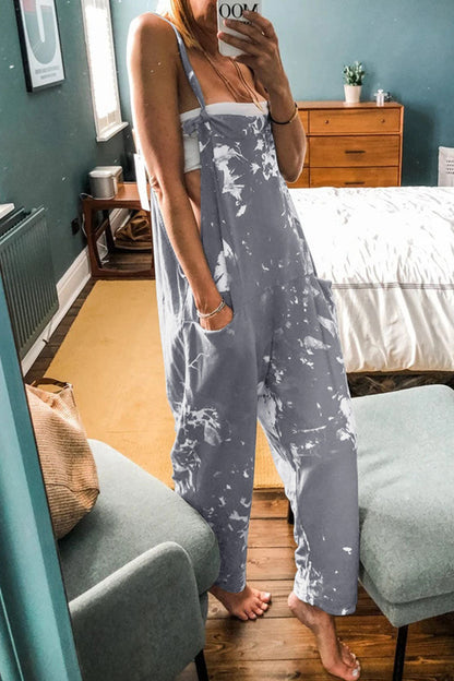 Tie Dye Spaghetti Strap Loose Jumpsuits