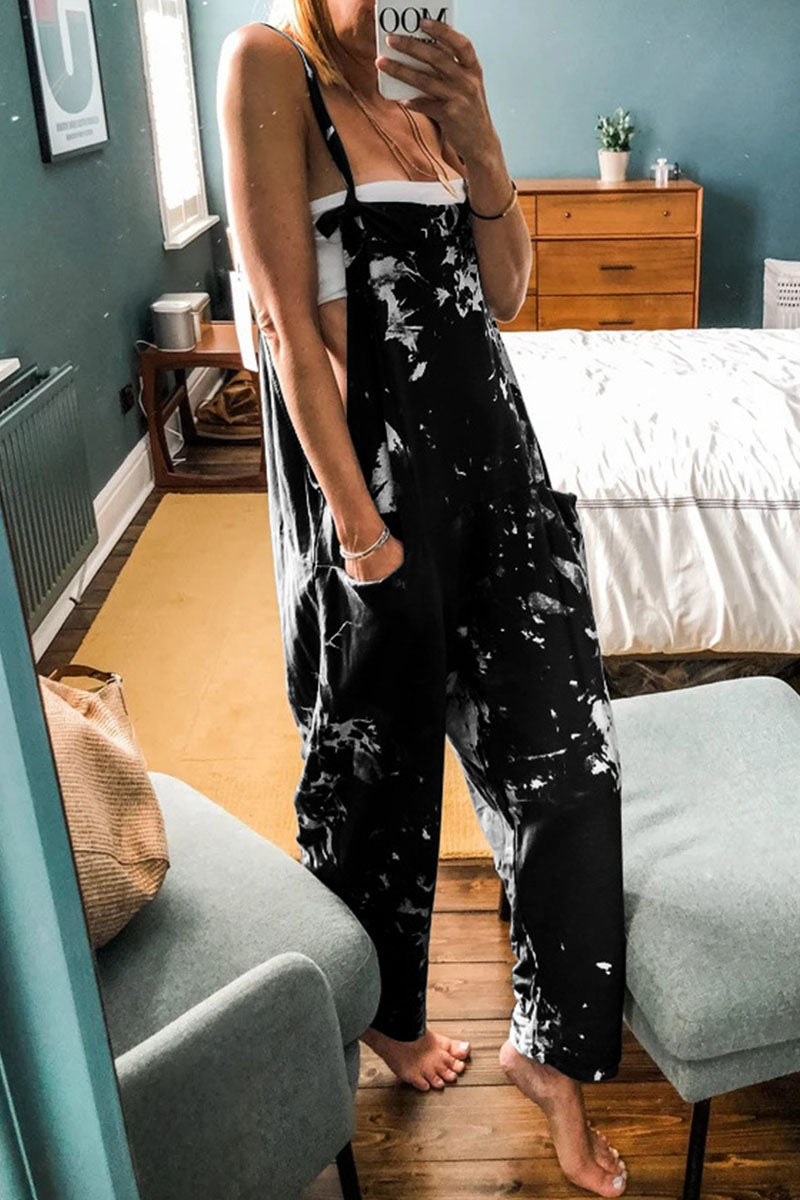 Tie Dye Spaghetti Strap Loose Jumpsuits