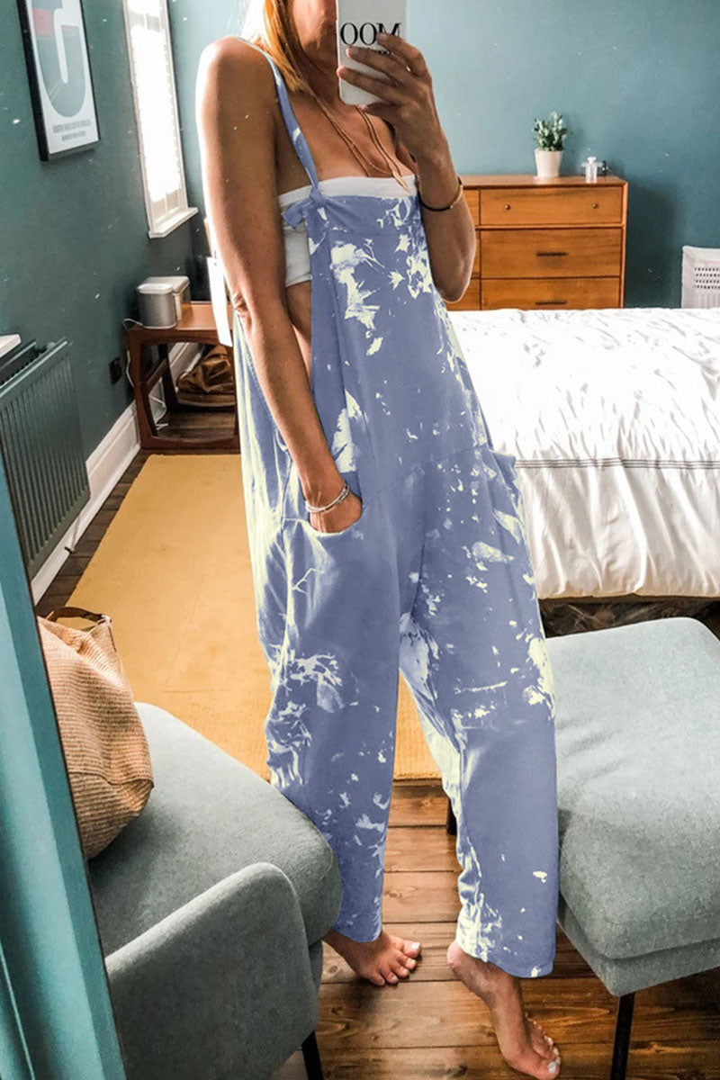 Tie Dye Spaghetti Strap Loose Jumpsuits