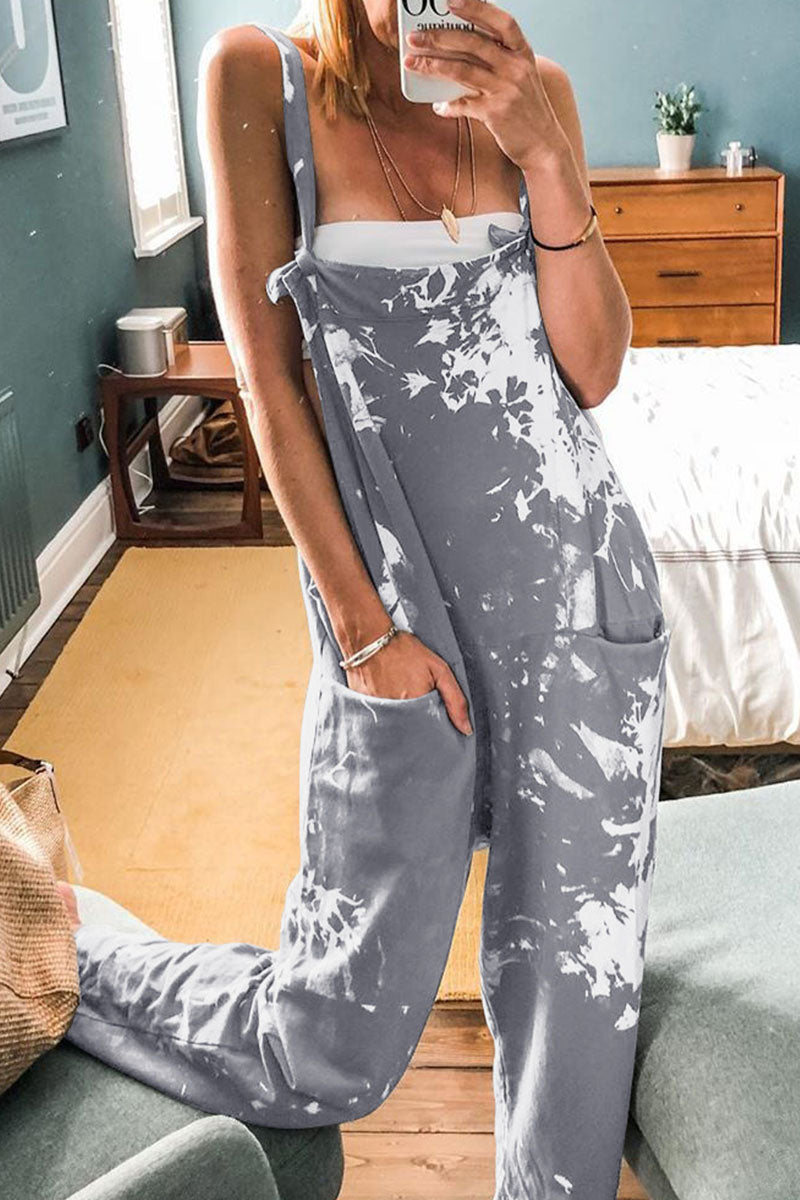 Tie Dye Spaghetti Strap Loose Jumpsuits